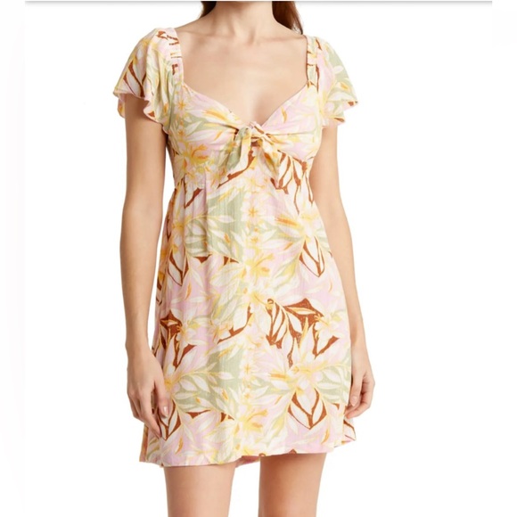 NWT ROXY Oceanview Floral Mini Dress Size Medium - Picture 6 of 7